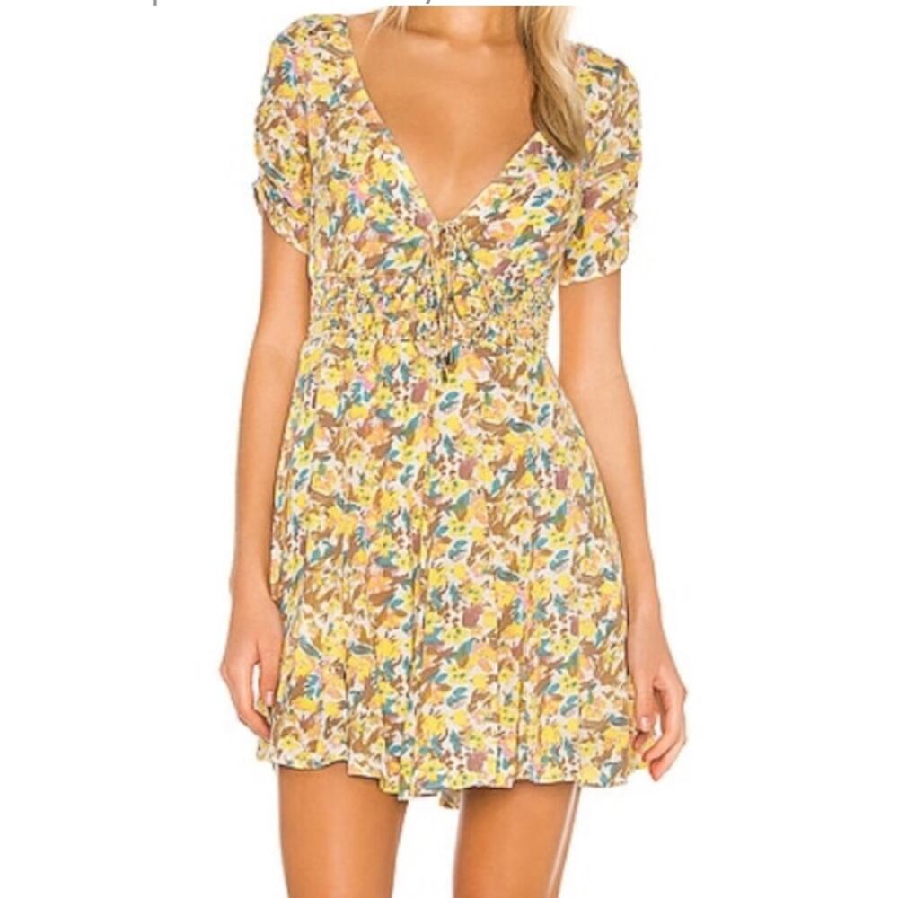 Free People Sz 6 Forget Me Not Dress Yellow Floral Nwt